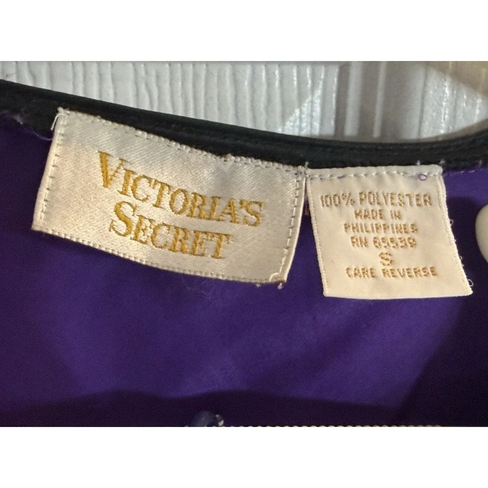 Vtg Victoria's Secret Gold Label Purple Satin Top S Macys Pinstripe Pants M Set